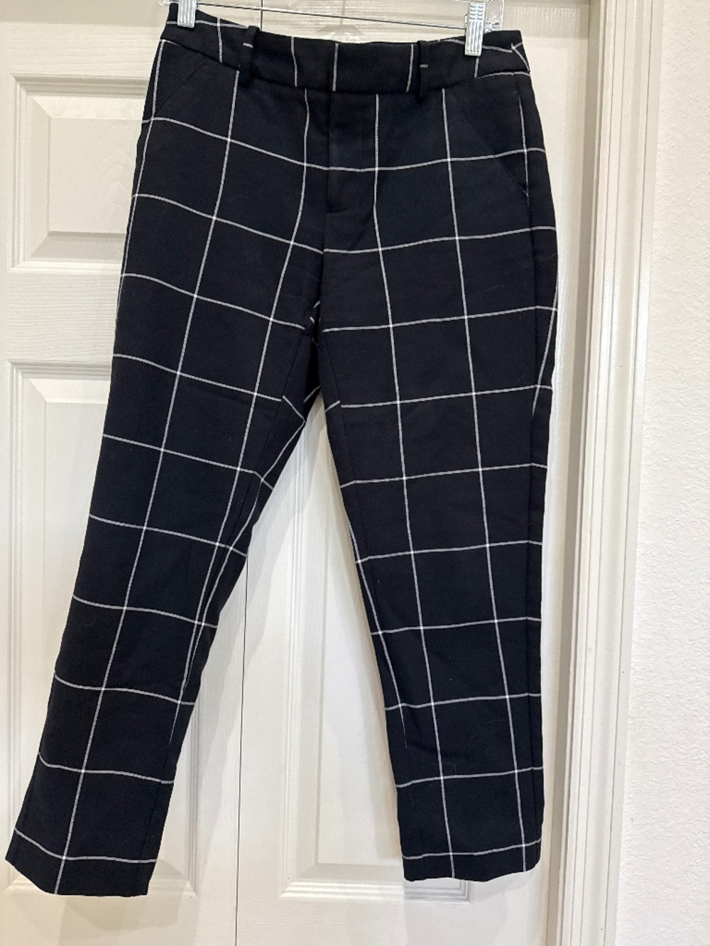 Merona work pants, black with white grid, size 4